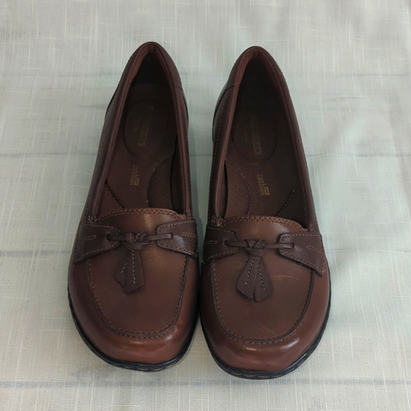 Clark's Loafers comfort shoe women's size 8 wide, brown leather - Picture 2 of 10